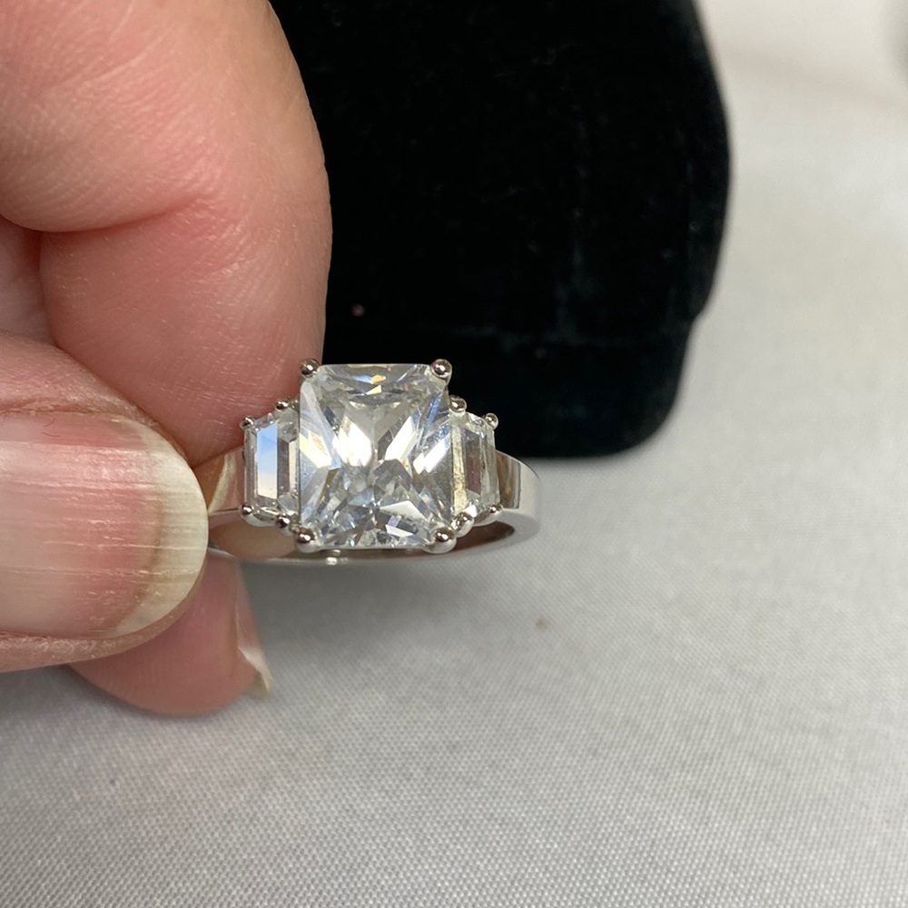 Emerald Cut Cz Statement Ring Size 9 - image 1